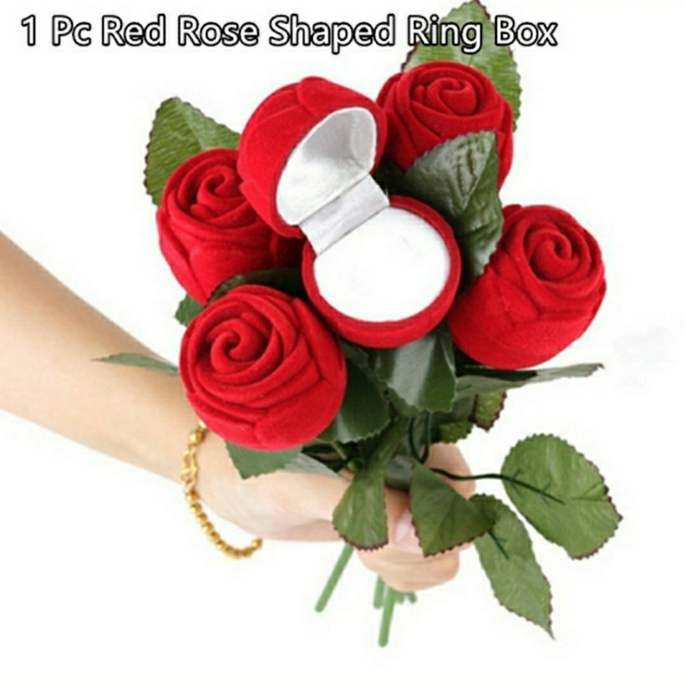 NEW QTY 2!! Rose Ring Box Holder Long Stem Romantic Lovely Ring Engagement